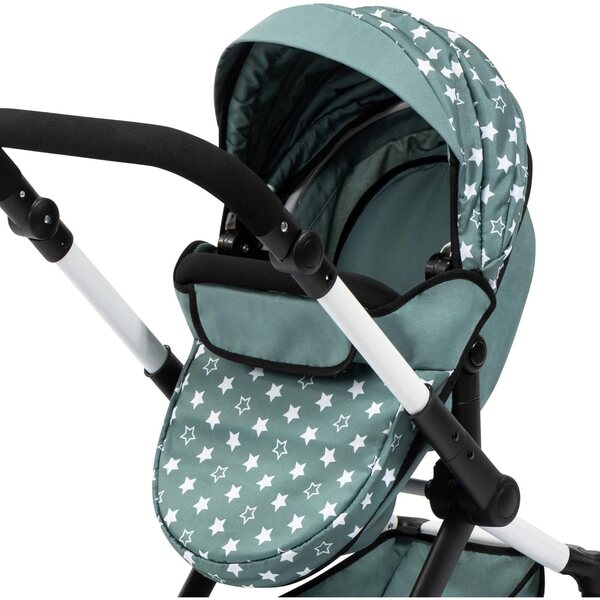 Bayer Design Xeo verstellbarer Puppenwagen mit Tasche und Lenkrollen, Nordic Green