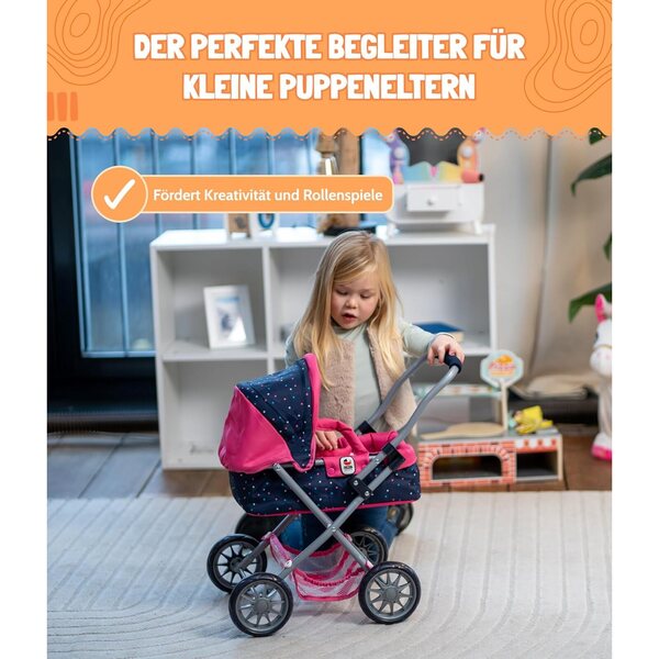 Bayer Chic 2000 passeggino per bambole Smarty Pink con Accessori e Tettuccio Regolabile