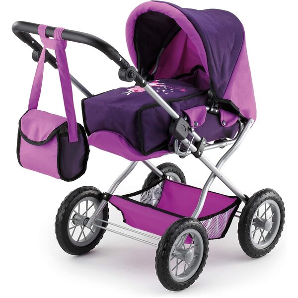 Bayer Design passeggino per bambole Grande lila 46-75 cm con lettino e accessori inclusi