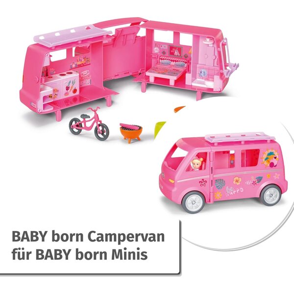 Baby Born Minis Campervan con Pupa Jasmin e Accessori per Bambini da 3 Anni