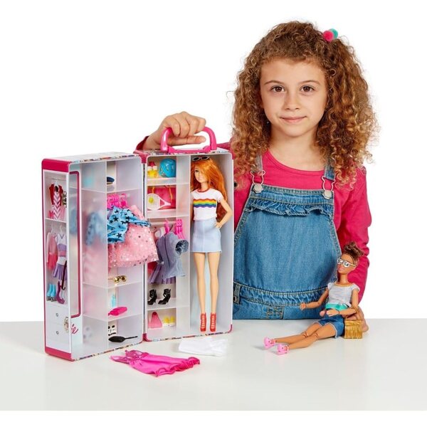 Theo Klein 5801 Barbie-Garderobenkoffer mit Kleiderbügel und Zubehör, Spiel für Kinder ab 3 Jahren