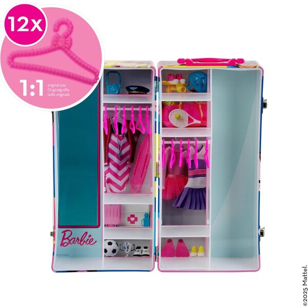 Theo Klein 5801 Barbie-Garderobenkoffer mit Kleiderbügel und Zubehör, Spiel für Kinder ab 3 Jahren