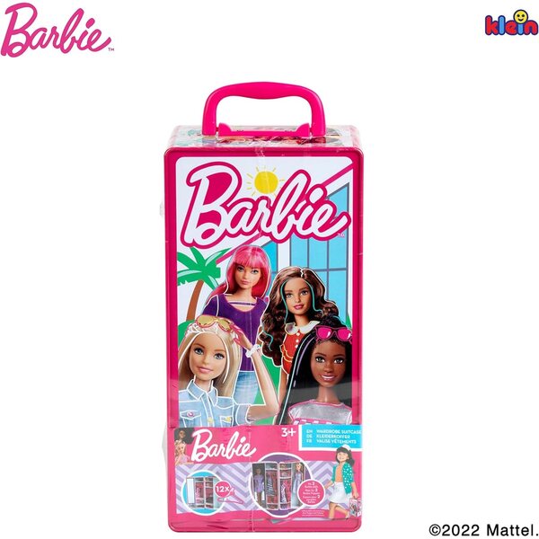 Theo Klein 5801 Barbie-Garderobenkoffer mit Kleiderbügel und Zubehör, Spiel für Kinder ab 3 Jahren