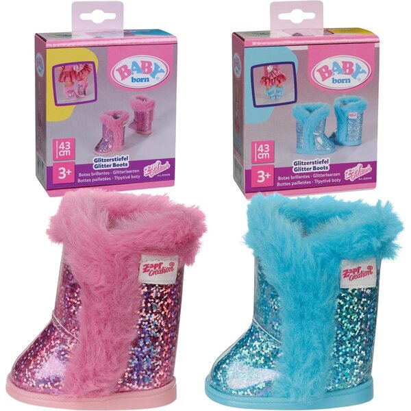 BABY born Glitzer Stiefel per bambole 43 cm in due design casual - Scarpe glitterate colorate