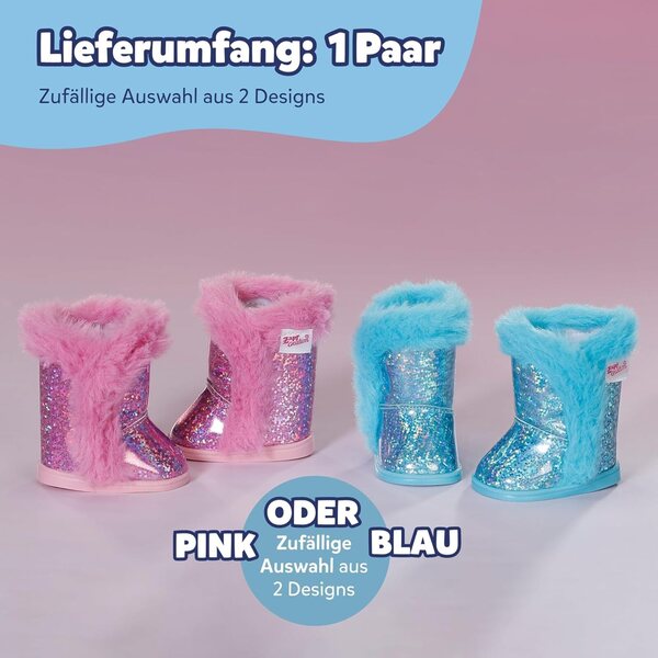 BABY born Glitzer Stiefel für 43 cm Puppen in zwei lässigen Designs - Bunte Glitzerschuhe