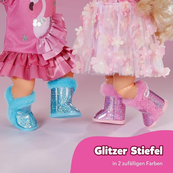 BABY born Glitzer Stiefel für 43 cm Puppen in zwei lässigen Designs - Bunte Glitzerschuhe