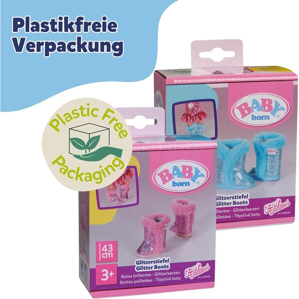 BABY born Glitzer Stiefel für 43 cm Puppen in zwei lässigen Designs - Bunte Glitzerschuhe