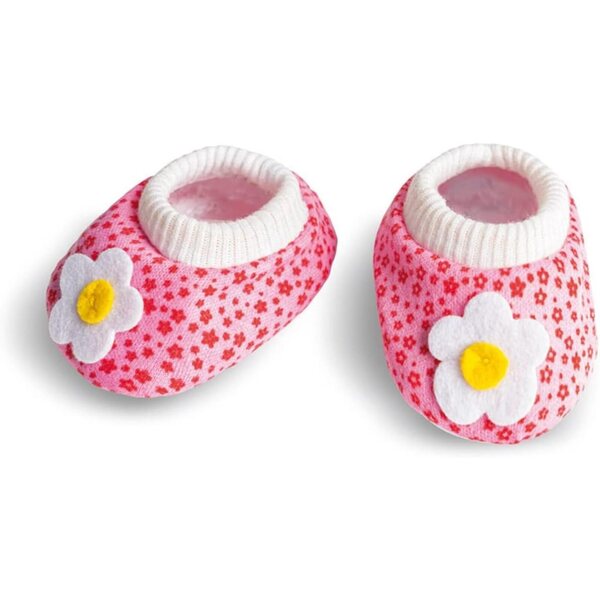 Heless Scarpe per Bambole 28-35 cm con Applicazione Fiore Bianco-Gialla Rosa