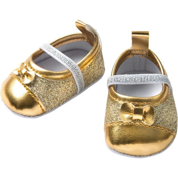 Ballerine Heless glitter dorate per bambole 38-45 cm - eleganti scarpe da bambola con fiocco