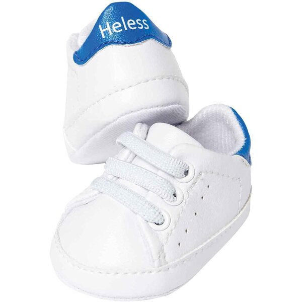 Heless Sneakers Bianche per Bambole 38-45 cm con Lacci Elastici e Tacco Blu