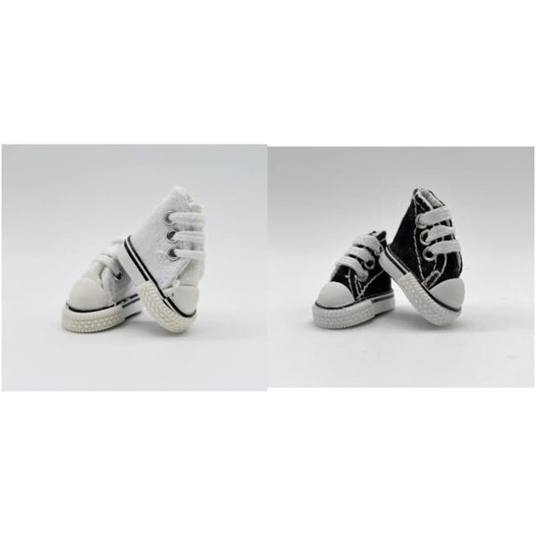 Mini Scarpe Sneakers in Tela per Dita 4 Paia Nero e Bianco, Accessori per Fingerboard e Bambole