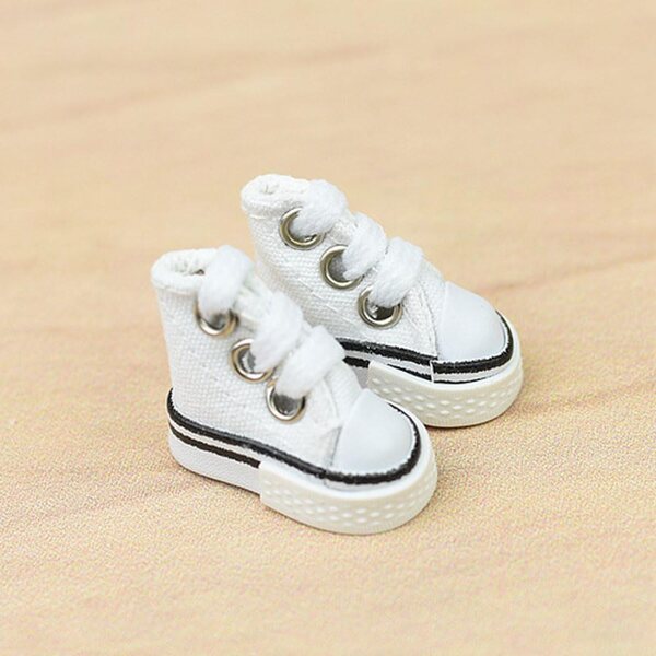 Mini Scarpe Sneakers in Tela per Dita 4 Paia Nero e Bianco, Accessori per Fingerboard e Bambole
