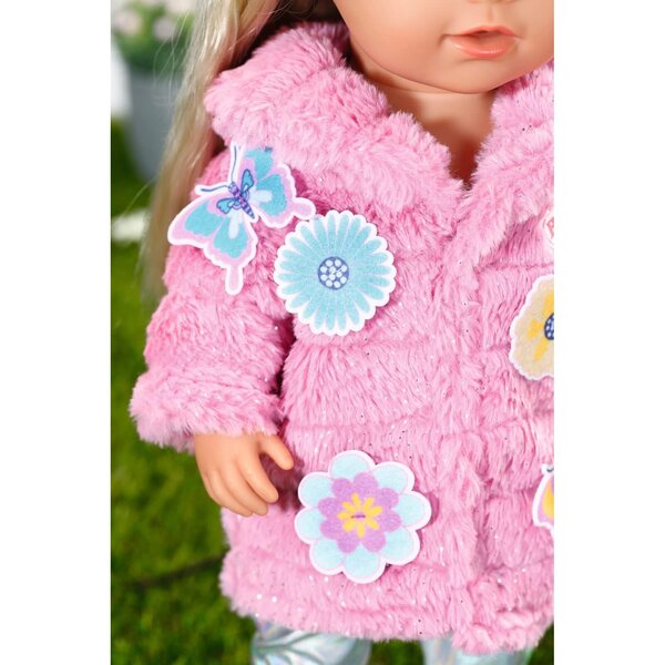 BABY born Flauschmantel Outfit con Giacca, Leggings, Cappello e Stivali per Bambole 43 cm