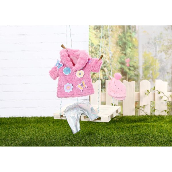 BABY born Flauschmantel Outfit con Giacca, Leggings, Cappello e Stivali per Bambole 43 cm