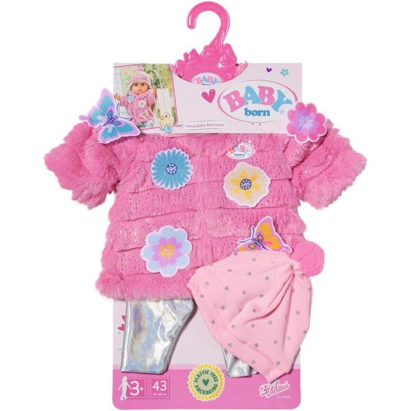 BABY born Flauschmantel Outfit con Giacca, Leggings, Cappello e Stivali per Bambole 43 cm
