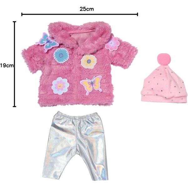 BABY born Flauschmantel Outfit con Giacca, Leggings, Cappello e Stivali per Bambole 43 cm