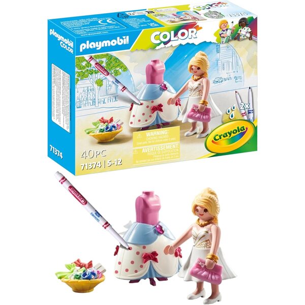 PLAYMOBIL Color 71374 Fashion Kleid: set creativo con abiti da disegnare e accessori
