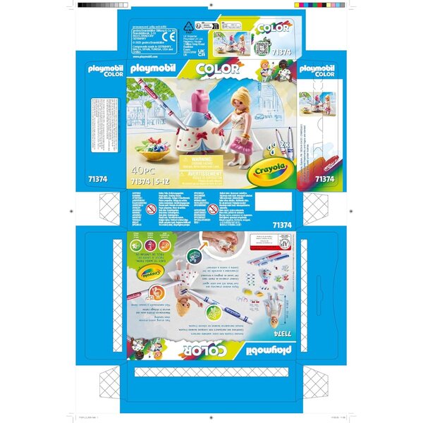 PLAYMOBIL Color 71374 Fashion Kleid: set creativo con abiti da disegnare e accessori