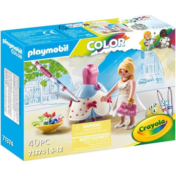 PLAYMOBIL Color 71374 Fashion Kleid: set creativo con abiti da disegnare e accessori
