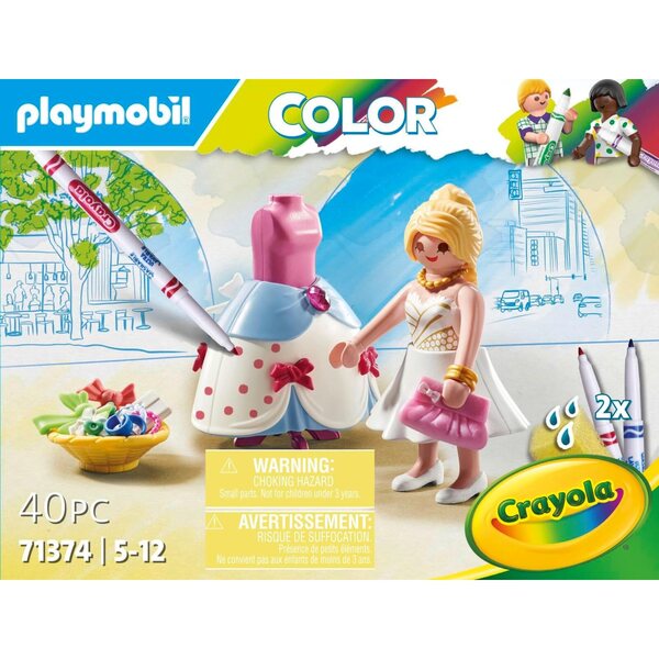 PLAYMOBIL Color 71374 Fashion Kleid: set creativo con abiti da disegnare e accessori