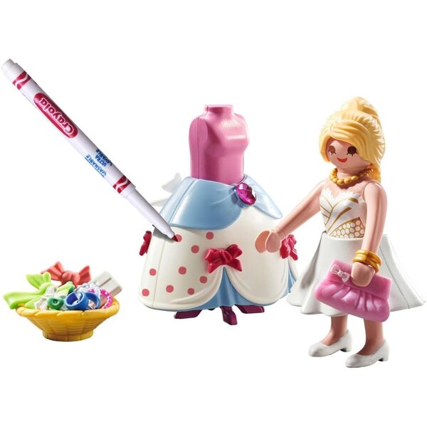 PLAYMOBIL Color 71374 Fashion Kleid: set creativo con abiti da disegnare e accessori