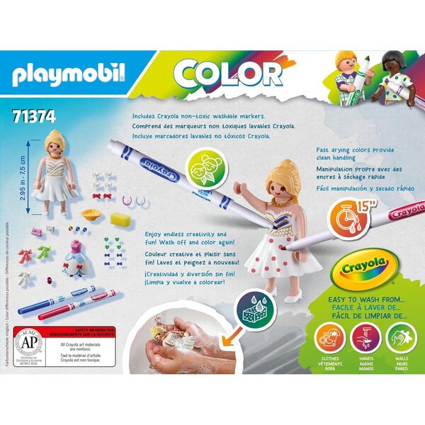 PLAYMOBIL Color 71374 Fashion Kleid: set creativo con abiti da disegnare e accessori