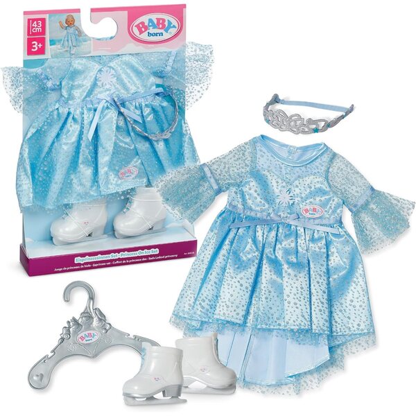 BABY born Set Eisprinzessin con Abito Glitter, Tiara e Pattini per Bambole 43 cm