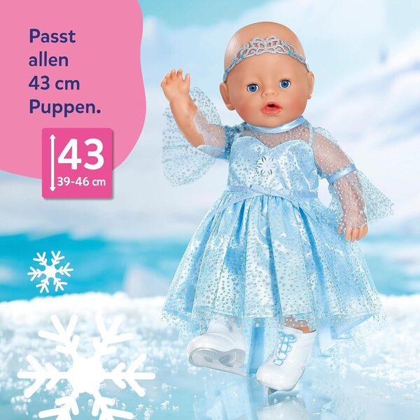 BABY born Set Eisprinzessin con Abito Glitter, Tiara e Pattini per Bambole 43 cm