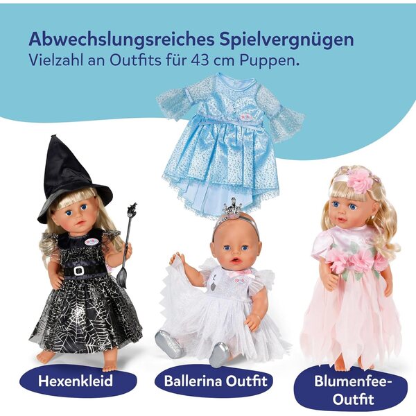 BABY born Set Eisprinzessin con Abito Glitter, Tiara e Pattini per Bambole 43 cm