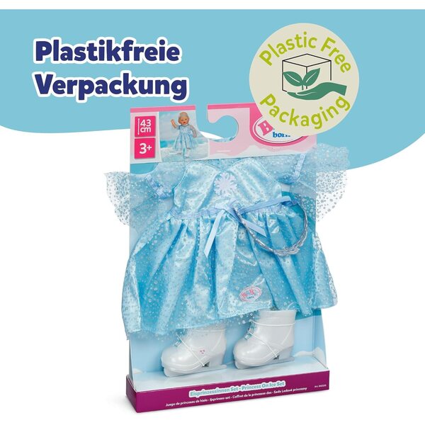BABY born Set Eisprinzessin con Abito Glitter, Tiara e Pattini per Bambole 43 cm