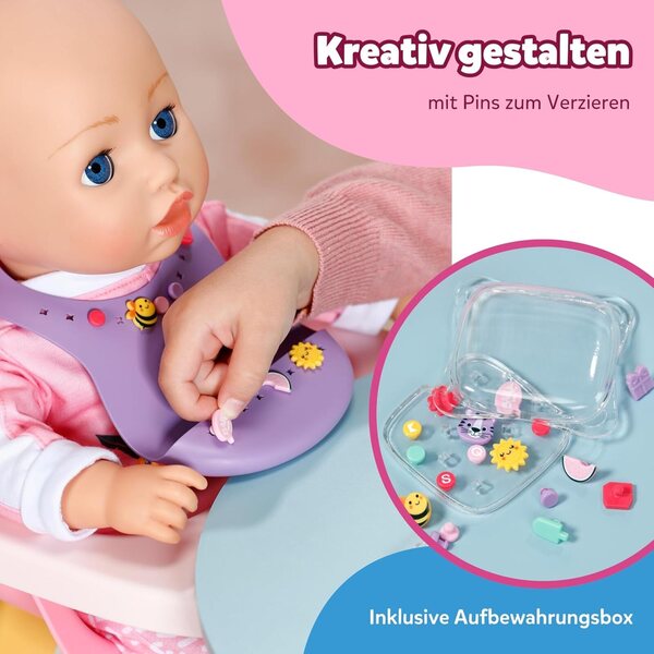 Baby Born bavaglino Pin-Play per Bambole 43cm con Pins Decorativi Creativi