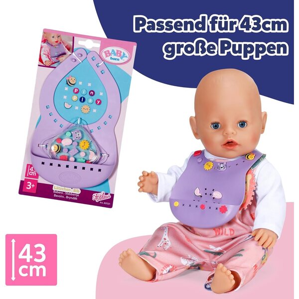 Baby Born bavaglino Pin-Play per Bambole 43cm con Pins Decorativi Creativi