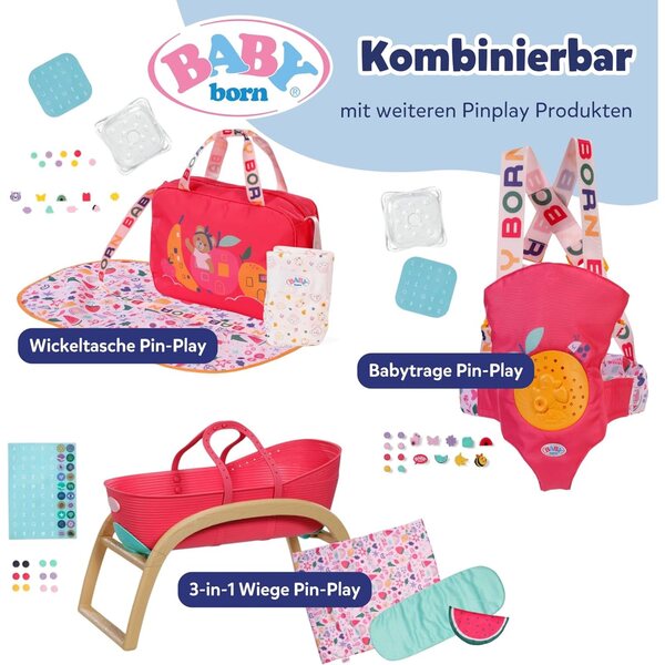 Baby Born bavaglino Pin-Play per Bambole 43cm con Pins Decorativi Creativi