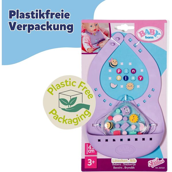 Baby Born bavaglino Pin-Play per Bambole 43cm con Pins Decorativi Creativi