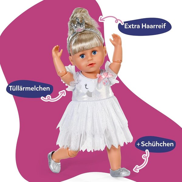 BABY born Ballerina Outfit con abito in tulle e Accessori per Bambole 43 cm