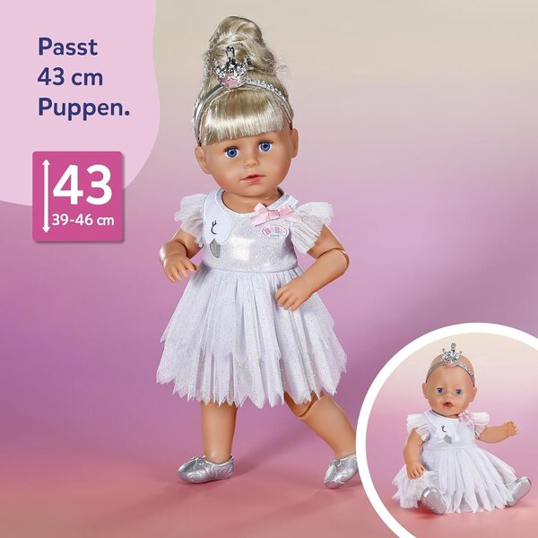 BABY born Ballerina Outfit con abito in tulle e Accessori per Bambole 43 cm
