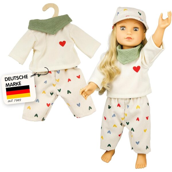 Heless vestiti per bambole cuore coriandoli set da 3 pezzi per bambole 28-35 cm