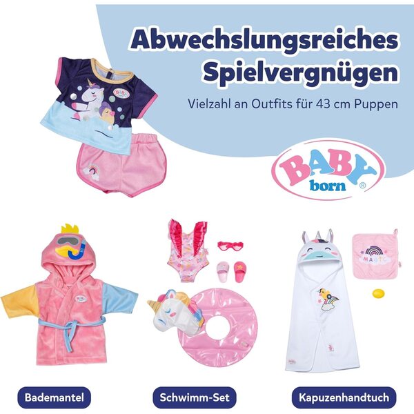 BABY born Pyjama Einhornmotiv per Bambole 43 cm - Abbigliamento Morbido e Colorato