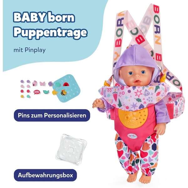 BABY born Babytrage Pin-Play regolabile per bambole e orsacchiotti 36-43 cm