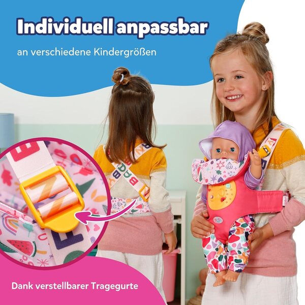 BABY born Babytrage Pin-Play regolabile per bambole e orsacchiotti 36-43 cm