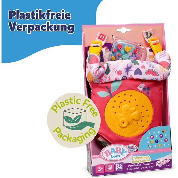 BABY born Babytrage Pin-Play regolabile per bambole e orsacchiotti 36-43 cm
