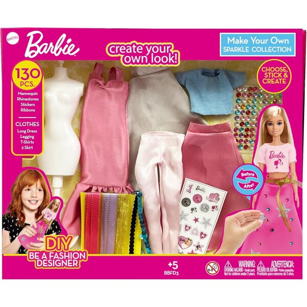 Barbie Make Your Own Outfit - Set Creativo con 130 Accessori per Moda Glamour