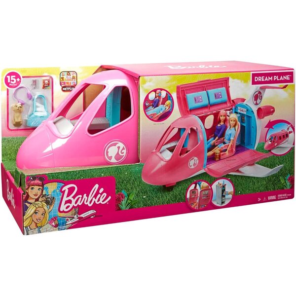 Barbie Dream Flugzeug mit Zubehör, realistischen Bewegungen und Rollenspiel 3+