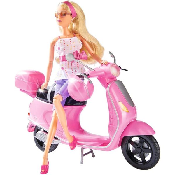 Steffi Love Chic City Scooter mit Puppe, Pink Roller und Helm, 29cm, 3+ Jahre