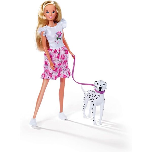 Steffi Love Niedlicher Spaziergang mit zwei Dalmatinern und Roller für Puppen 12-29cm, ab 3 Jahren