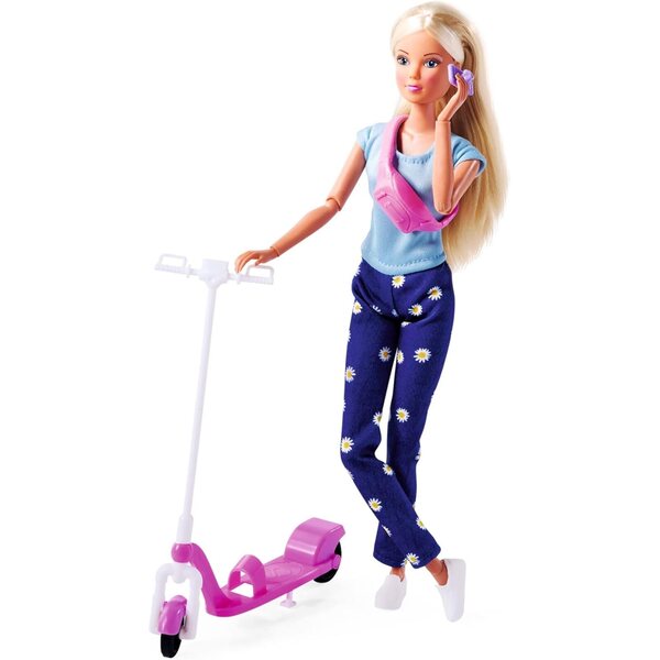 Steffi Love Scooter Fun: Puppe mit trendigem Roller und Handyhalter, 29cm, ab 3 Jahren