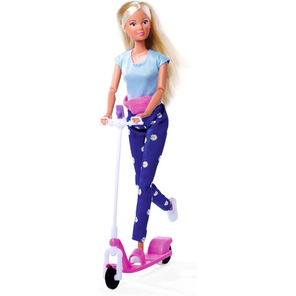 Steffi Love Scooter Fun: Puppe mit trendigem Roller und Handyhalter, 29cm, ab 3 Jahren