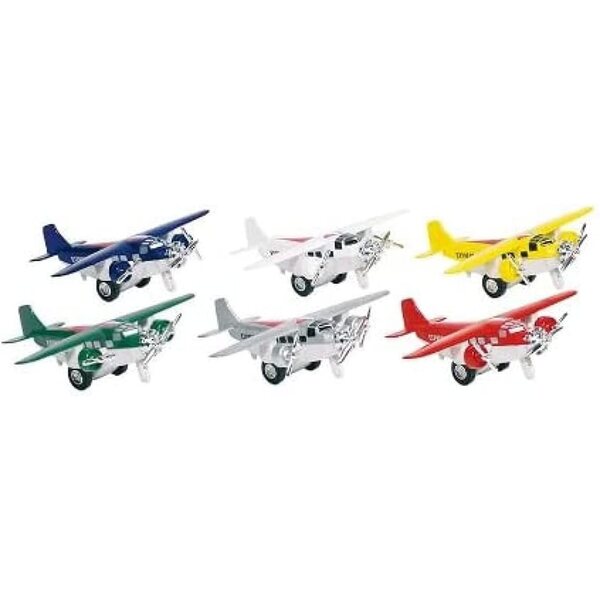 Goki Metallflugzeug 14 cm mit Rückholmotor, robustes und realistisches Spielzeug