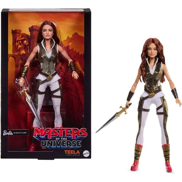 Barbie Signature Teela mit Overall, Schwert und Display – MOTU Film Edition