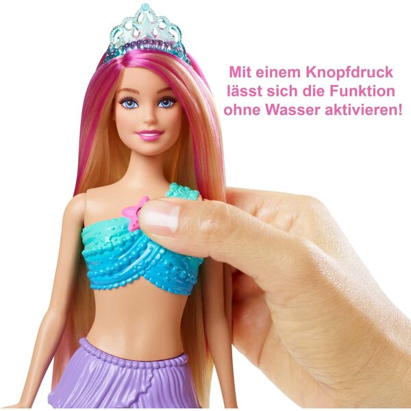 Barbie Dreamtopia Malibu Zauberlicht Meerjungfrau mit bunten Lichtern für Kinder